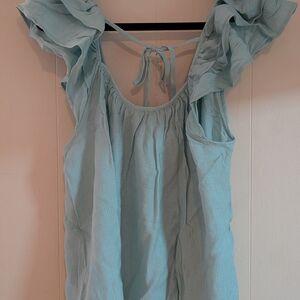 Blu Pepper Light Blue Ruffle Sleeve Blouse